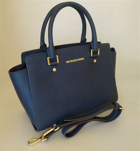 michael kors selma navy saffiano leather tote|selma leather satchel.